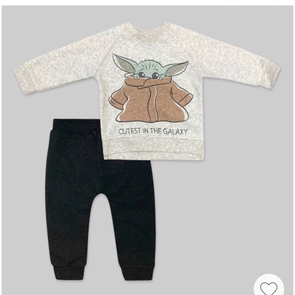 Star Wars Disney Yoda Baby Cutest in Galaxy Sweatshirt Pants Joggers Set 12MO - Picture 1 of 5